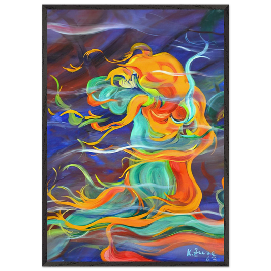 Wind - 1963 - Konrad Zuse 70x100 cm / 28x40 inches Framed Art Print – Black Wooden Frame