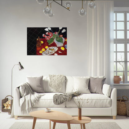 TULIPS AND OYSTERS ON A BLACK BACKGROUND 1943 - Henri Matisse Brushed Aluminum Print - 70x100 cm / 28x40 inches | Henri Matisse Aluminum Print | Henri Matisse Prints