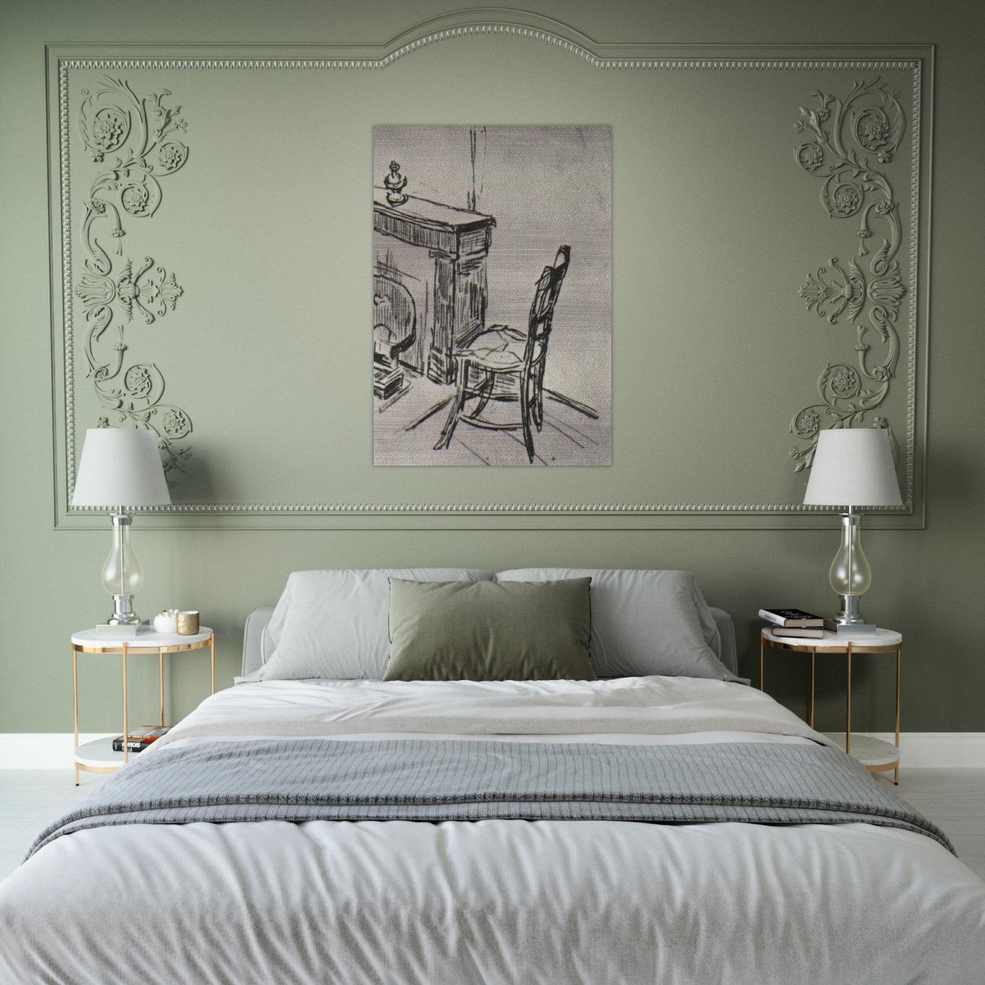 Chair near the Stove - Vincent van Gogh Brushed Aluminum Print - 70x100 cm / 28x40 inches | Vincent van Gogh Aluminum Print | Vincent van Gogh Prints