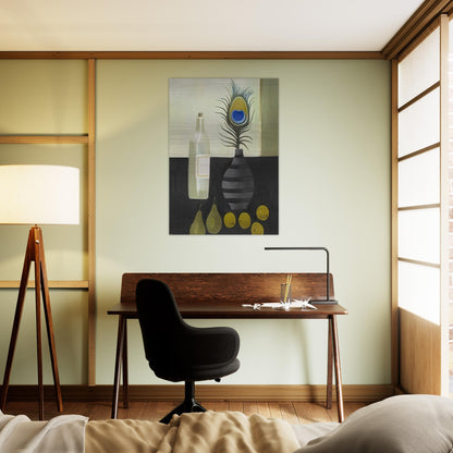 Peacock Feather Still Life - 2009 - Mary Fedden Brushed Aluminum Print - 70x100 cm / 28x40 inches | Mary Fedden Aluminum Print | Mary Fedden Prints