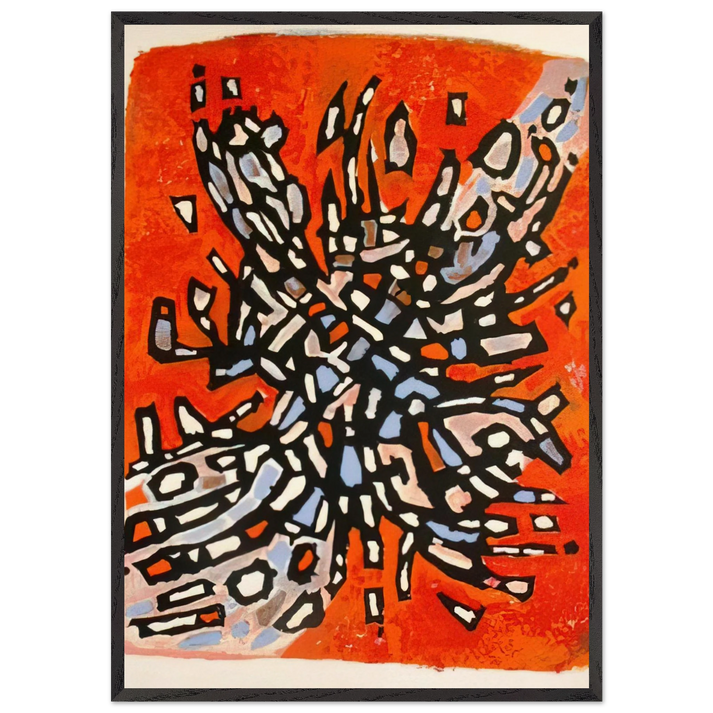 Plate from Les Cantiques Spirituels - 1958 - Alfred Manessier 70x100 cm / 28x40 inches Framed Art Print – Black Wooden Frame