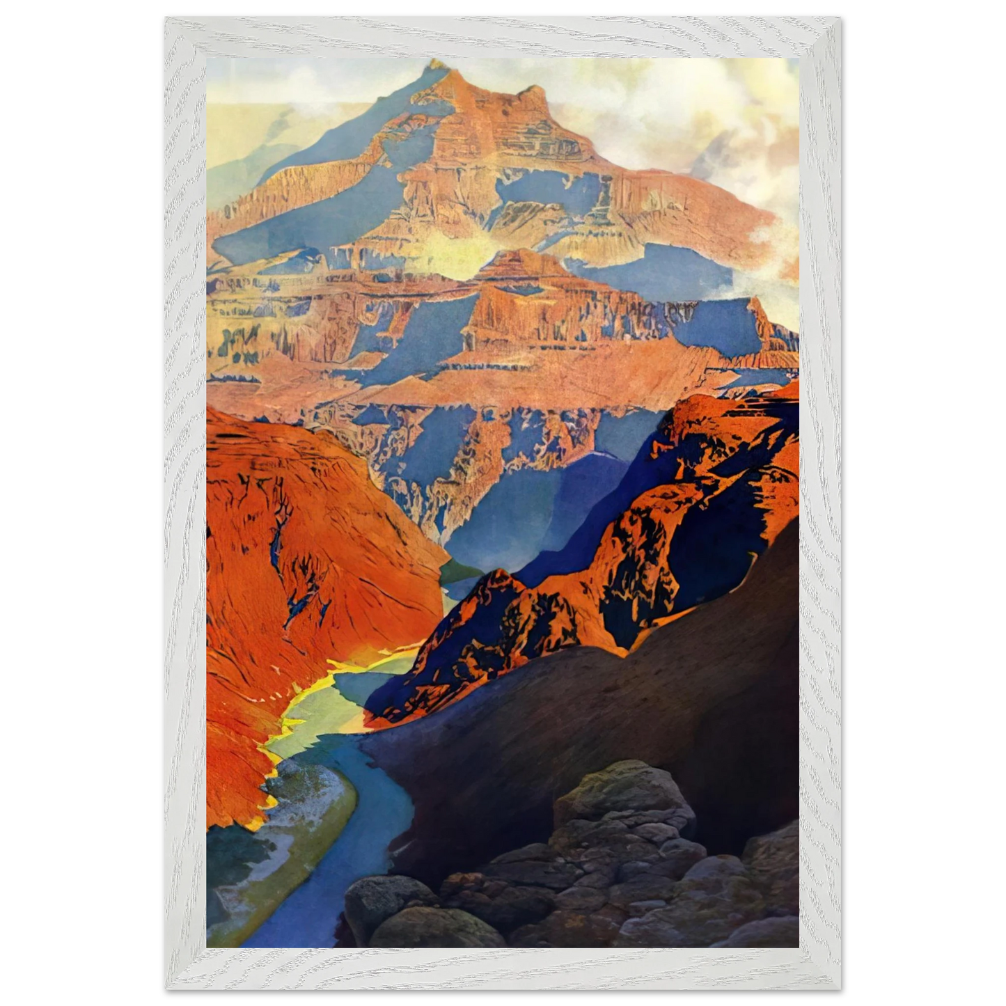 Maxfield Parrish - Grand Canyon Wall Art - 21x29.7 cm / 8x12" - Premium Wooden Framed Poster With Fine Art Paper-canvas - White frame