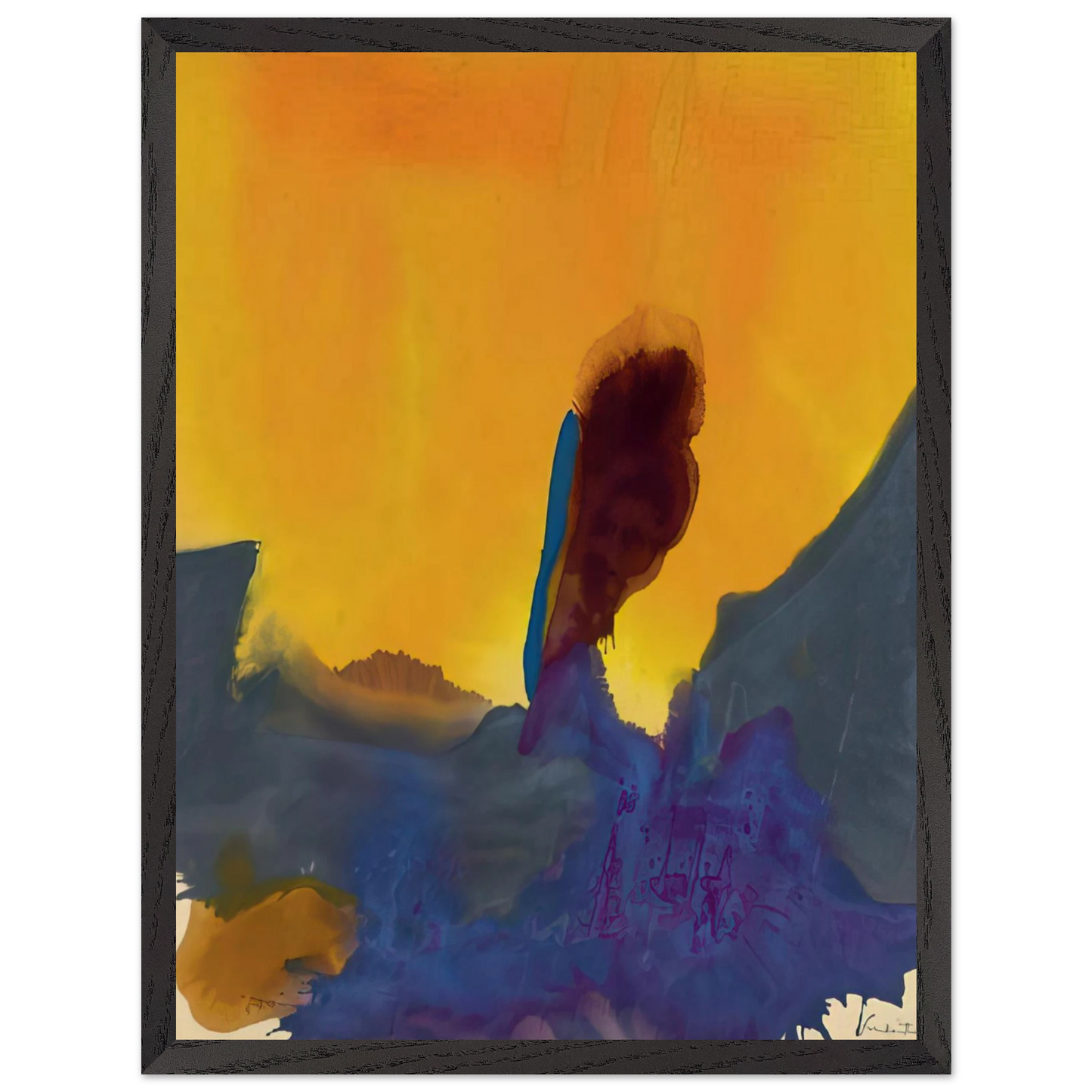 Helen Frankenthaler - Glow II - 1968 Wall art - 27x35 cm / 11x14 inches - Premium Wooden Framed Poster With Fine Art Paper-canvas - Black frame