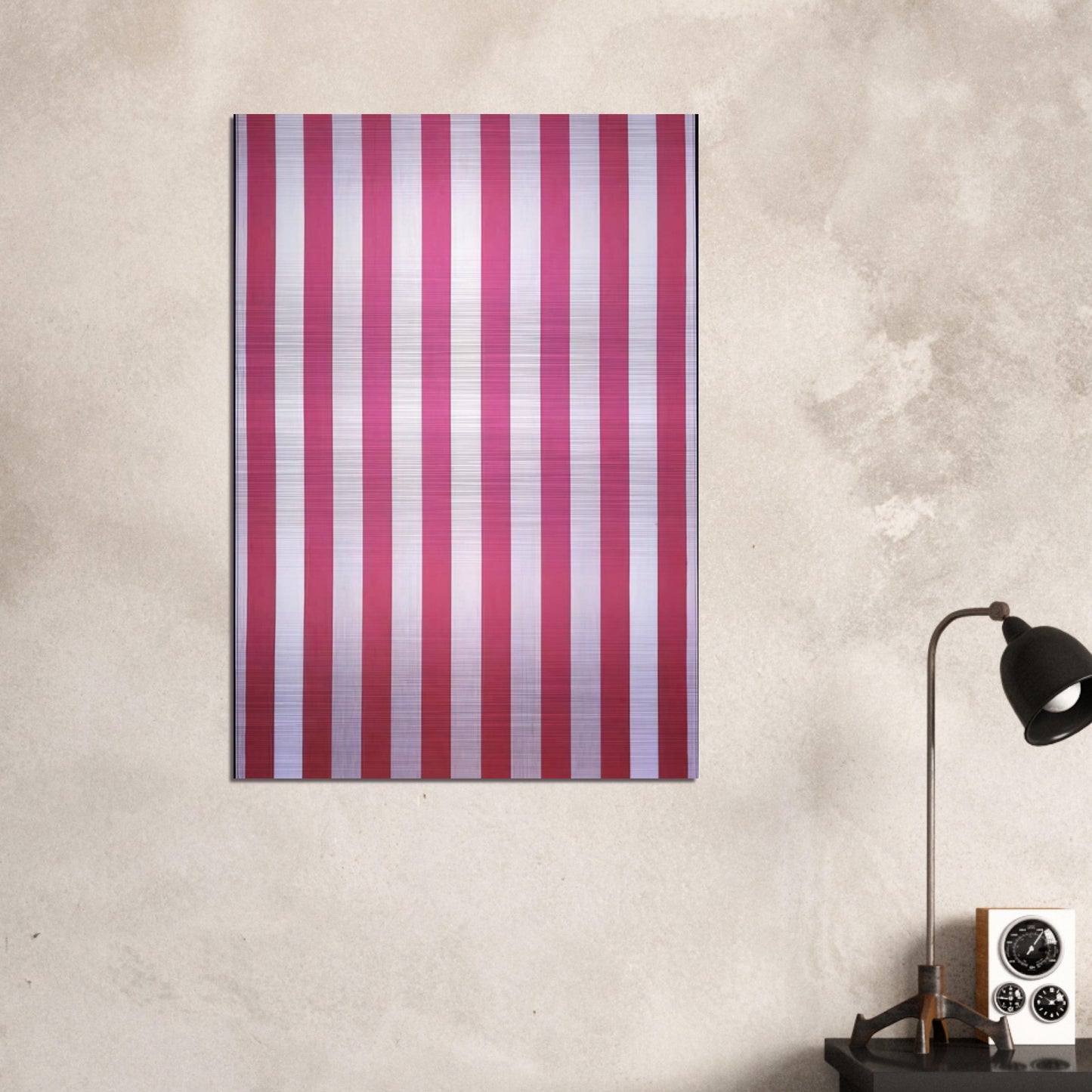 Peinture acrylique blanche sur tissu rayé blanc et rouge - 1970 - Daniel Buren Brushed Aluminum Print - 70x100 cm / 28x40 inches | Daniel Buren Aluminum Print | Daniel Buren Prints