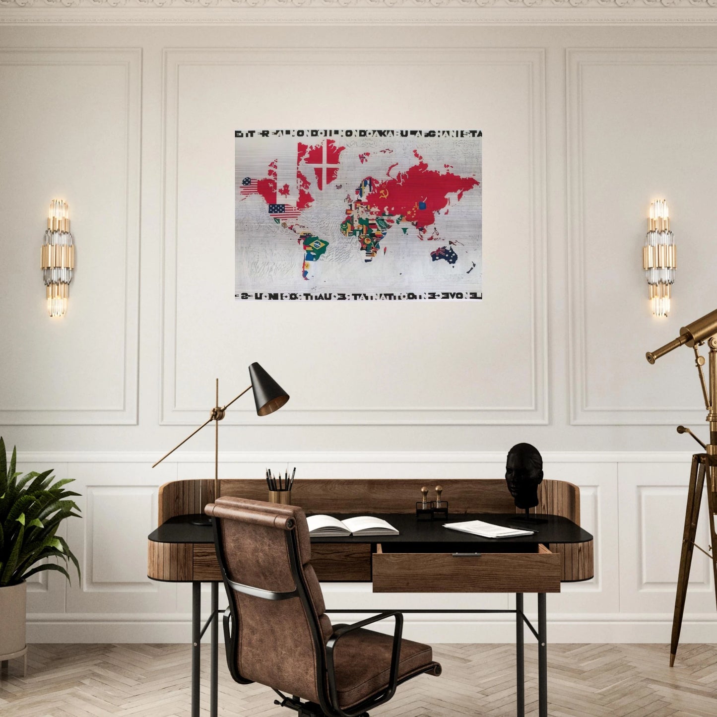 MAPPA 1983 - Alighiero Boetti Brushed Aluminum Print - 70x100 cm / 28x40 inches | Alighiero Boetti Aluminum Print | Alighiero Boetti Prints