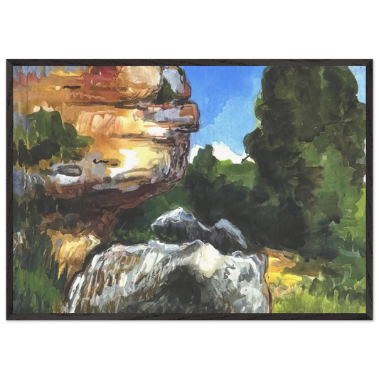 Rocks N2 - Paul Cezanne 70x100 cm / 28x40 inches Framed Art Print – Black Wooden Frame