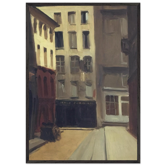 Paris Street - Edward Hopper 70x100 cm / 28x40 inches Framed Art Print – Black Wooden Frame