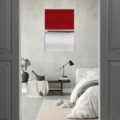 SQUARE MOTIF IN WHITE AND INDIAN RED 1960 - Victor Pasmore Brushed Aluminum Print - 70x100 cm / 28x40 inches | Victor Pasmore Aluminum Print | Victor Pasmore Prints