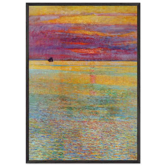Sunset at Sea N1 - Childe Hassam 70x100 cm / 28x40 inches Framed Art Print – Black Wooden Frame