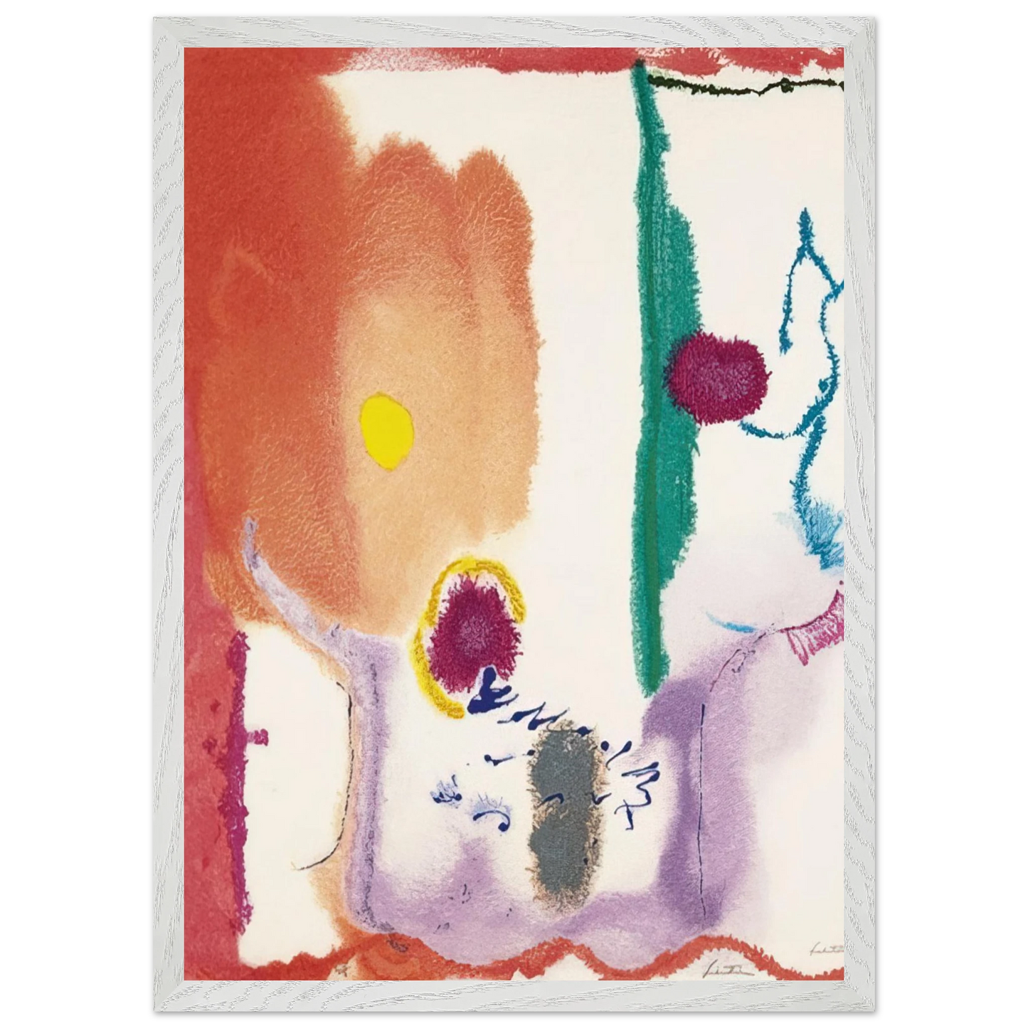 Helen Frankenthaler - Beginnings - 2002 Wall art - 30x45 cm / 12x18 inches - Premium Wooden Framed Poster With Fine Art Paper - Black frame