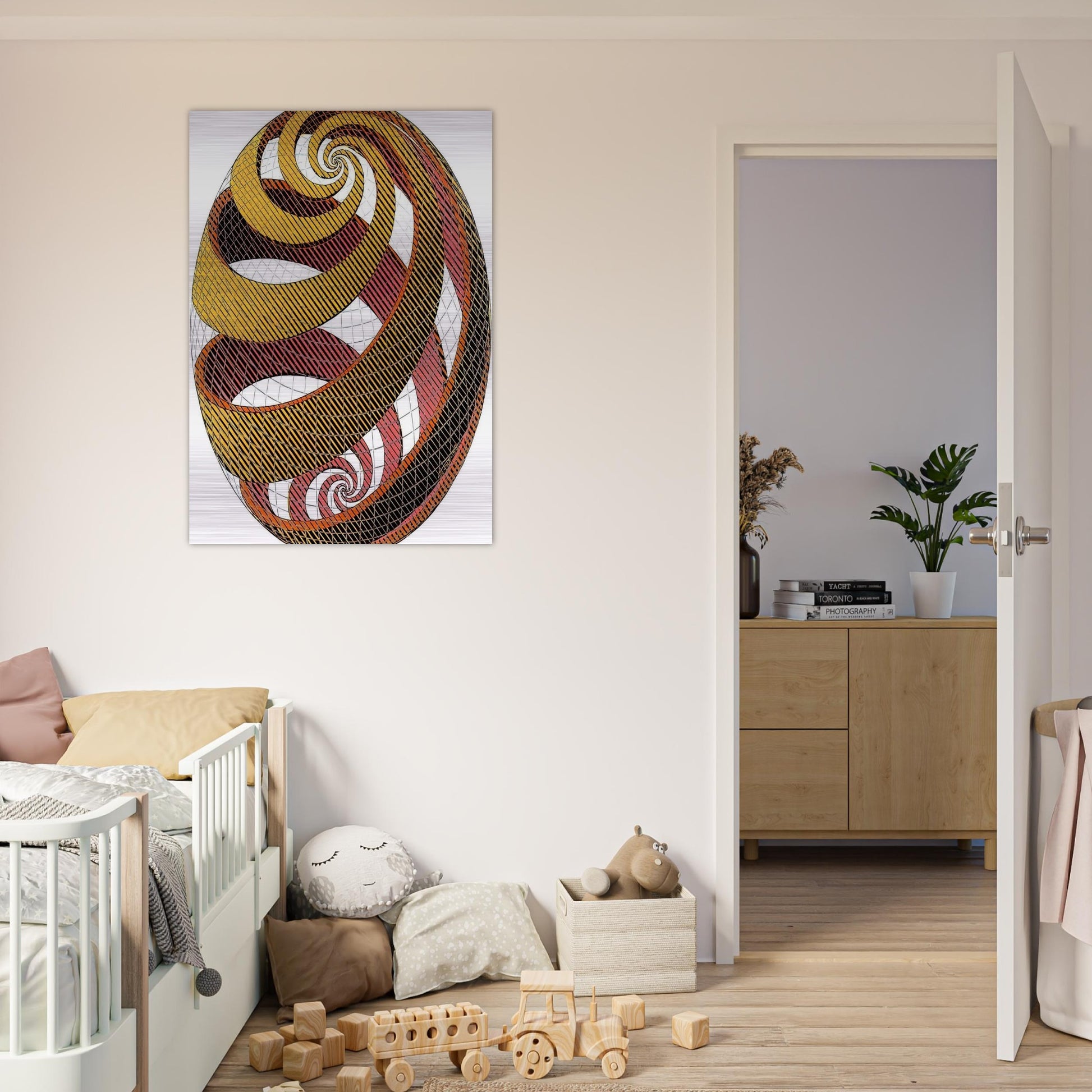SPHERE SPIRALS - MC Escher Brushed Aluminum Print - 70x100 cm / 28x40 inches | MC Escher Aluminum Print | MC Escher Prints