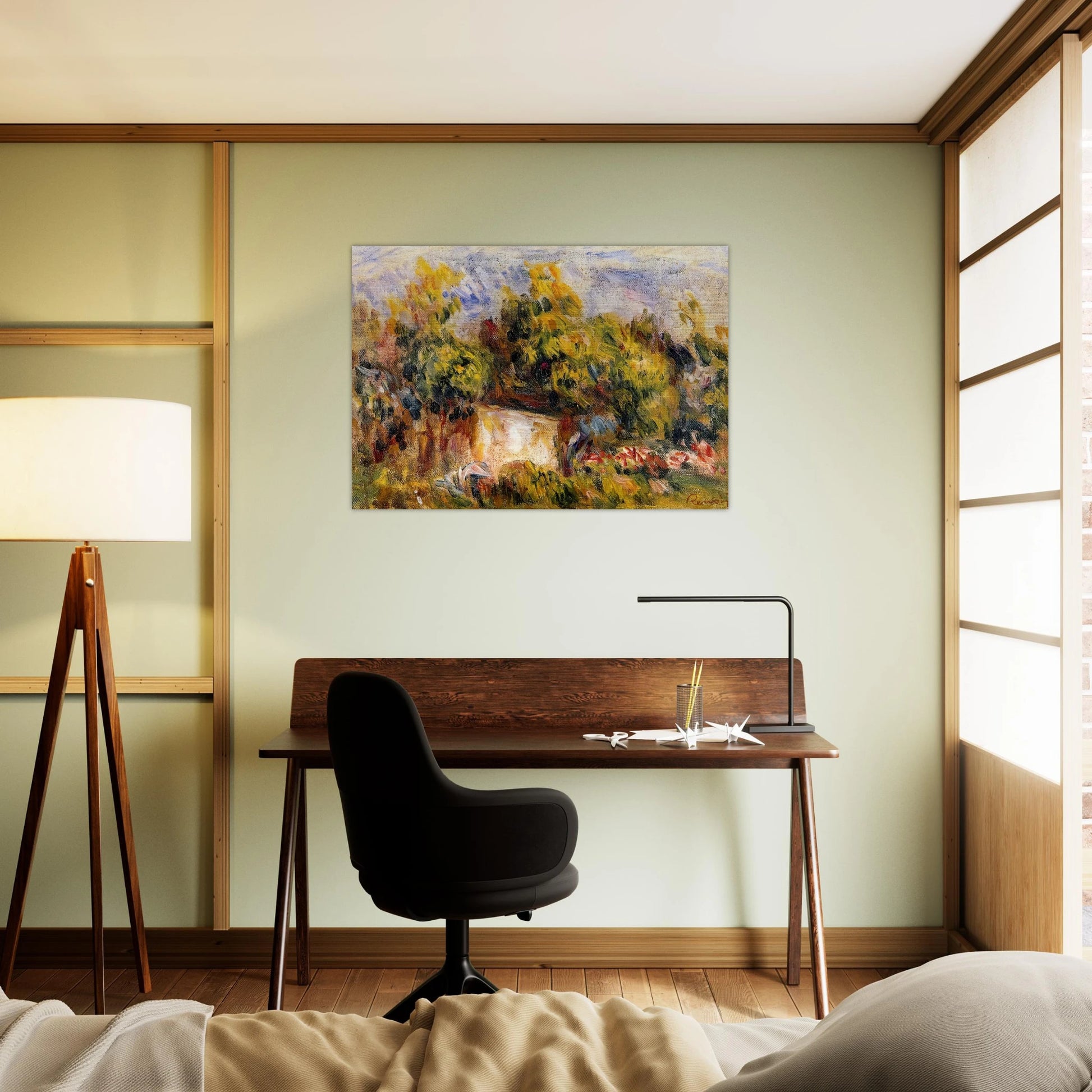 Landscape with Cabin - Pierre-Auguste Renoir Brushed Aluminum Print - 70x100 cm / 28x40 inches | Pierre-Auguste Renoir Aluminum Print | Pierre-Auguste Renoir Prints