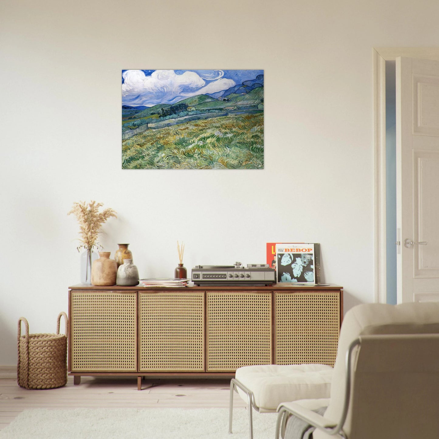 Wheatfield with Mountains in the Background - Vincent van Gogh Brushed Aluminum Print - 70x100 cm / 28x40 inches | Vincent van Gogh Aluminum Print | Vincent van Gogh Prints