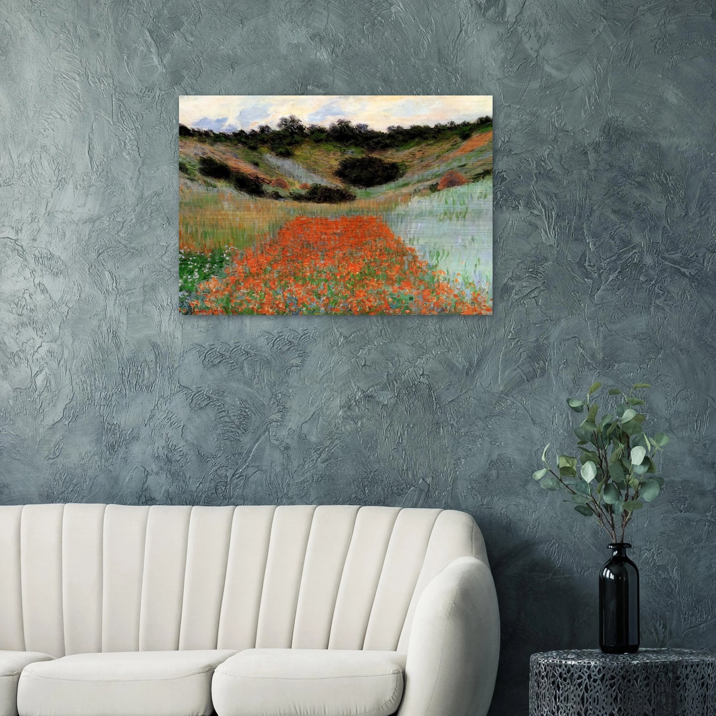 Poppy Field in a Hollow near Giverny - claude monet Brushed Aluminum Print - 70x100 cm / 28x40 inches | claude monet Aluminum Print | claude monet Prints