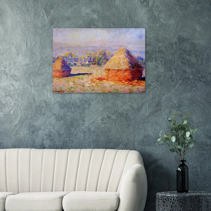 Grainstacks in the Sunlight, Morning Effect - claude monet Brushed Aluminum Print - 70x100 cm / 28x40 inches | claude monet Aluminum Print | claude monet Prints