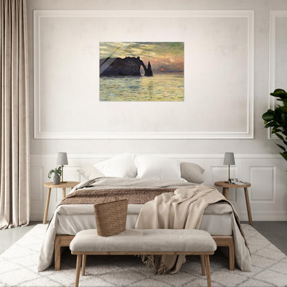 The Manneport, Cliff at Etretat, Sunset - claude monet Acrylic Print - 70x100 cm / 28x40″ inches