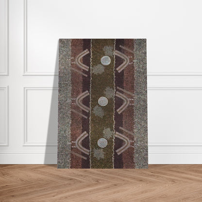 Ground and Body Designs Used in Ceremonies at Arranki on Mt Allan Station - 1982 - Clifford Possum Tjapaltjarri Brushed Aluminum Print - 70x100 cm / 28x40 inches | Clifford Possum Tjapaltjarri Aluminum Print | Clifford Possum Tjapaltjarri Prints