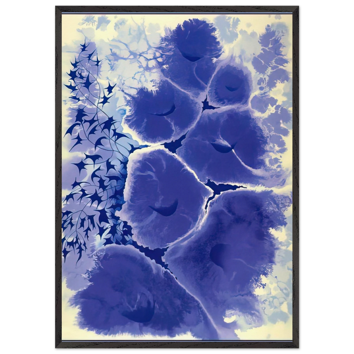 Mauve Floral - Eyvind Earle 70x100 cm / 28x40 inches Framed Art Print – Black Wooden Frame