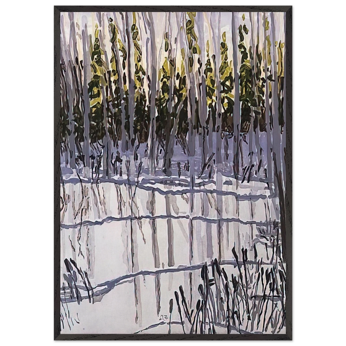 Trees Reflected on Ice - 2002 - Neil Welliver 70x100 cm / 28x40 inches Framed Art Print – Black Wooden Frame