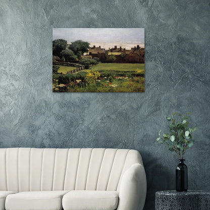 Village Scene - Childe Hassam Brushed Aluminum Print - 70x100 cm / 28x40 inches | Childe Hassam Aluminum Print | Childe Hassam Prints