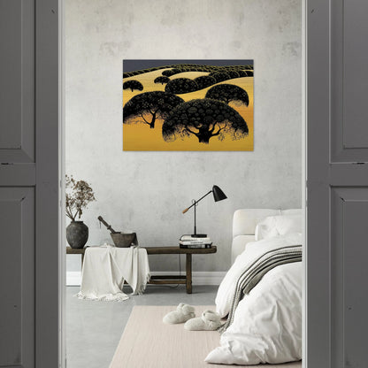 Santa Ynez Oaks - Eyvind Earle Brushed Aluminum Print - 70x100 cm / 28x40 inches | Eyvind Earle Aluminum Print | Eyvind Earle Prints