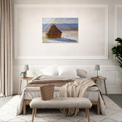 Grainstack, Snow Effect, Morning - claude monet Acrylic Print - 70x100 cm / 28x40″ inches | claude monet Wall Art | claude monet Prints