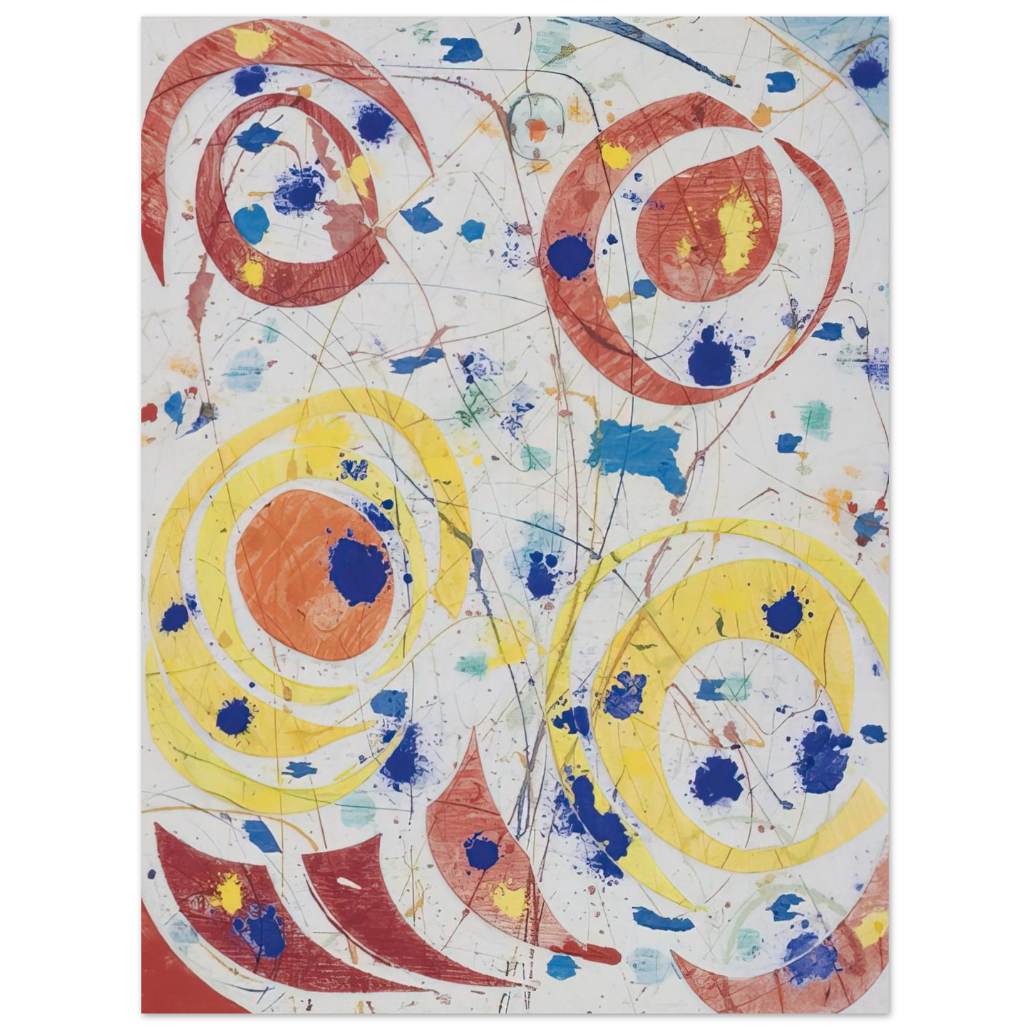Sam Francis - Untitled  monotype with woodcut   75x100 cm / 30x40inches Fine Art Poster