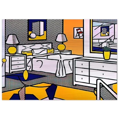 INTERIOR WITH MOBILE 1992 - Roy Lichtenstein Brushed Aluminum Print - 70x100 cm / 28x40 inches | Roy Lichtenstein Aluminum Print | Roy Lichtenstein Prints