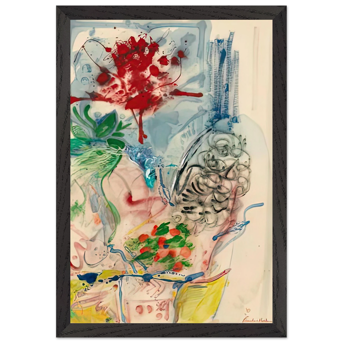 Helen Frankenthaler - LÃ¢â‚¬â„¢Amour Toujours LÃ¢â‚¬â„¢Amour, 1957- Wall Art - 30x40 cm / 12x16 inches - Premium Wooden Framed Poster With Fine Art Paper-canvas - Wood frame