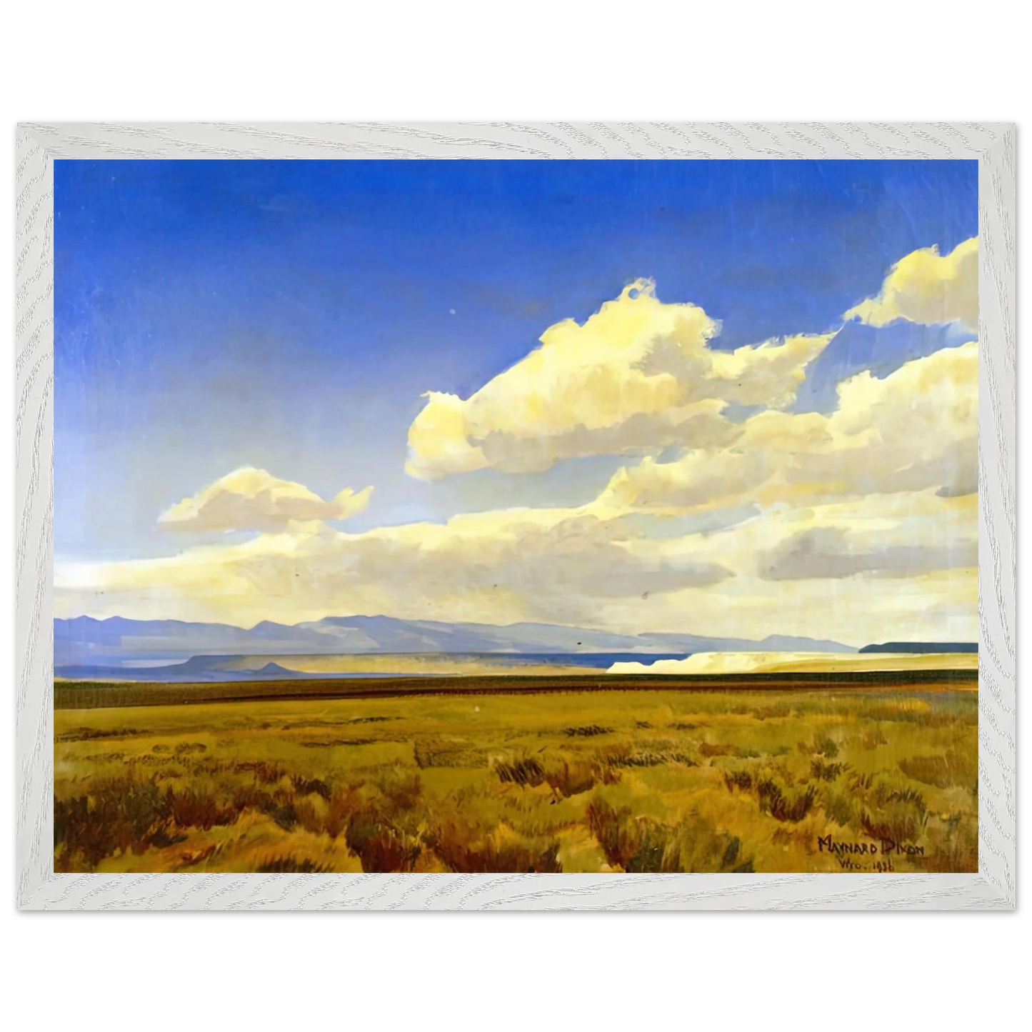Maynard Dixon - WIND OF WYOMING 1936 Wall art - A1 (59.4 x 84.1  cm) - Premium Wooden Framed Poster With Fine Art Paper-canvas - White frame