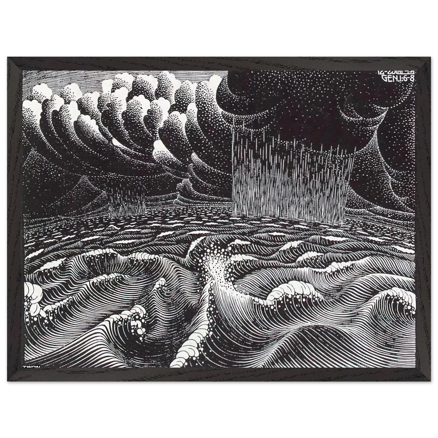 MC Escher - THE 2ND DAY OF THE CREATION Wall Art - 30x40 cm / 12x16 inches - Fine Art Poster-canvas - -