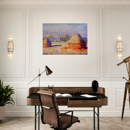 Grainstacks in the Sunlight, Morning Effect - claude monet Brushed Aluminum Print - 70x100 cm / 28x40 inches | claude monet Aluminum Print | claude monet Prints