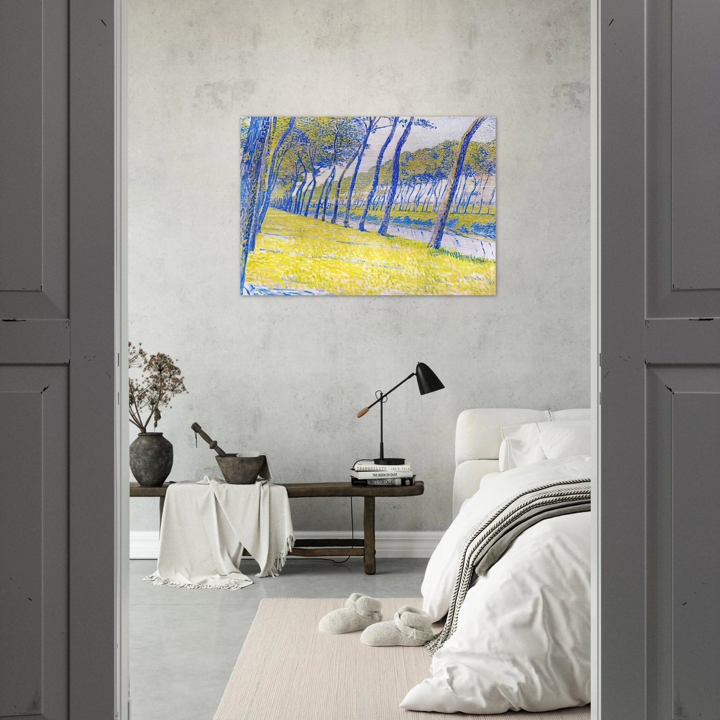 CANAL IN FLANDERS 1894 - Theo van Rysselberghe Brushed Aluminum Print - 70x100 cm / 28x40 inches | Theo van Rysselberghe Aluminum Print | Theo van Rysselberghe Prints