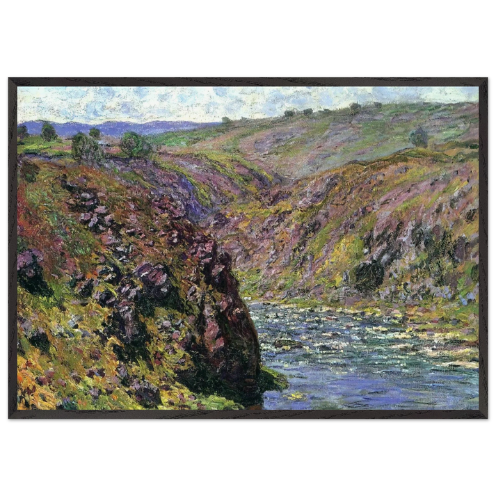 Valley of the Creuse Sunlight Effect - claude monet 70x100 cm / 28x40 inches Framed Art Print – Black Wooden Frame