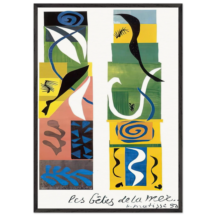 THE BEASTS OF THE SEA 1950 - Henri Matisse 70x100 cm / 28x40 inches Framed Art Print – Black Wooden Frame