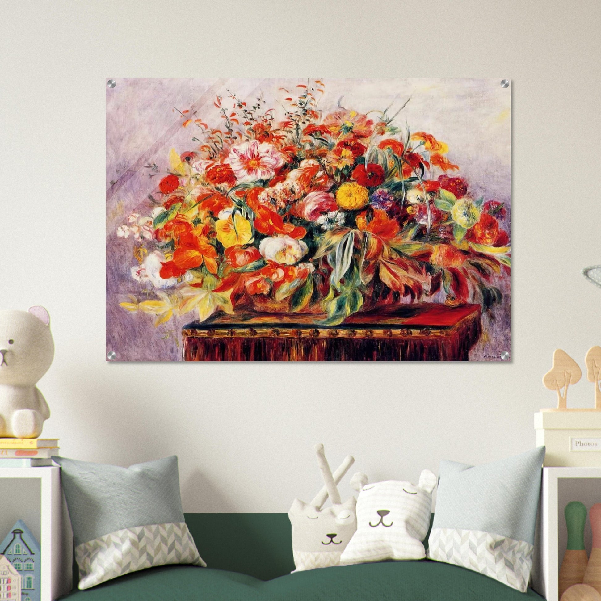 Basket of Flowers - Pierre-Auguste Renoir Acrylic Print - 70x100 cm / 28x40″ inches | Pierre-Auguste Renoir Wall Art | Pierre-Auguste Renoir Prints