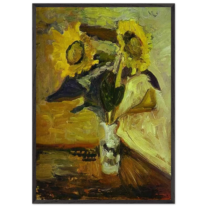 VASE OF SUNFLOWERS 1898 - Henri Matisse 70x100 cm / 28x40 inches Framed Art Print – Black Wooden Frame