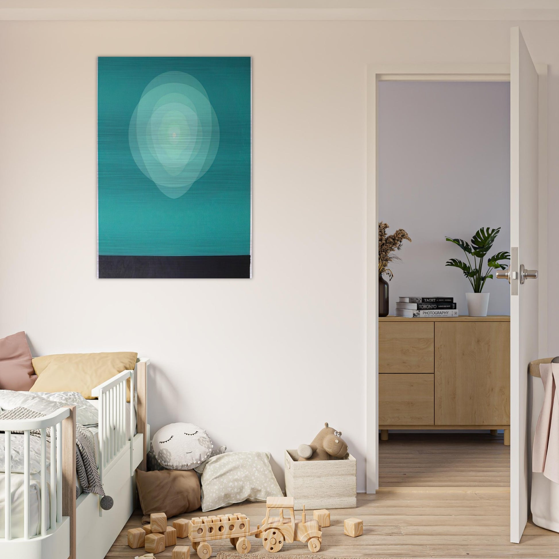 Teal Mandala - 1969 - Clarence Holbrook Carter Brushed Aluminum Print - 70x100 cm / 28x40 inches | Clarence Holbrook Carter Aluminum Print | Clarence Holbrook Carter Prints