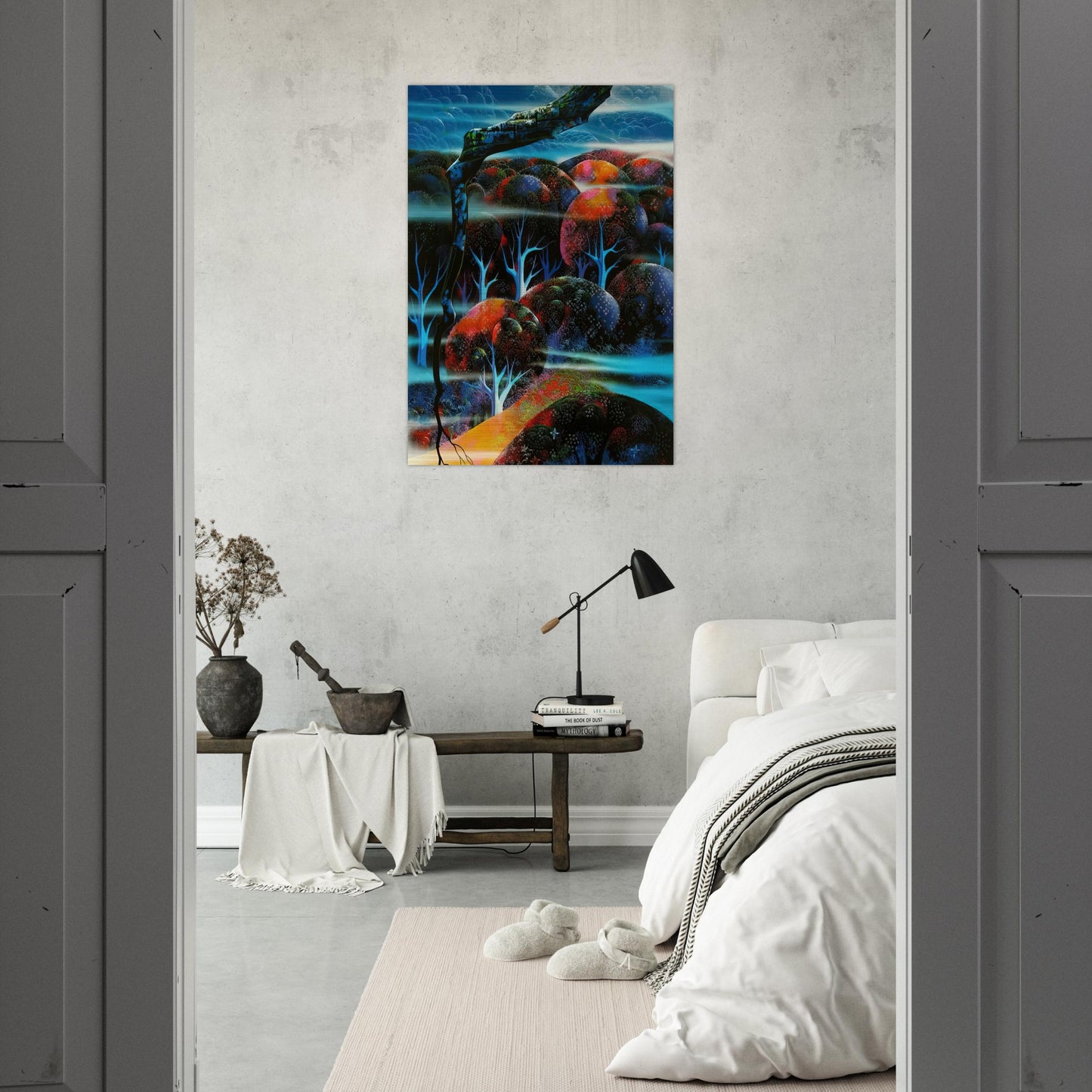 Toccata and Fugue - Eyvind Earle Brushed Aluminum Print - 70x100 cm / 28x40 inches | Eyvind Earle Aluminum Print | Eyvind Earle Prints