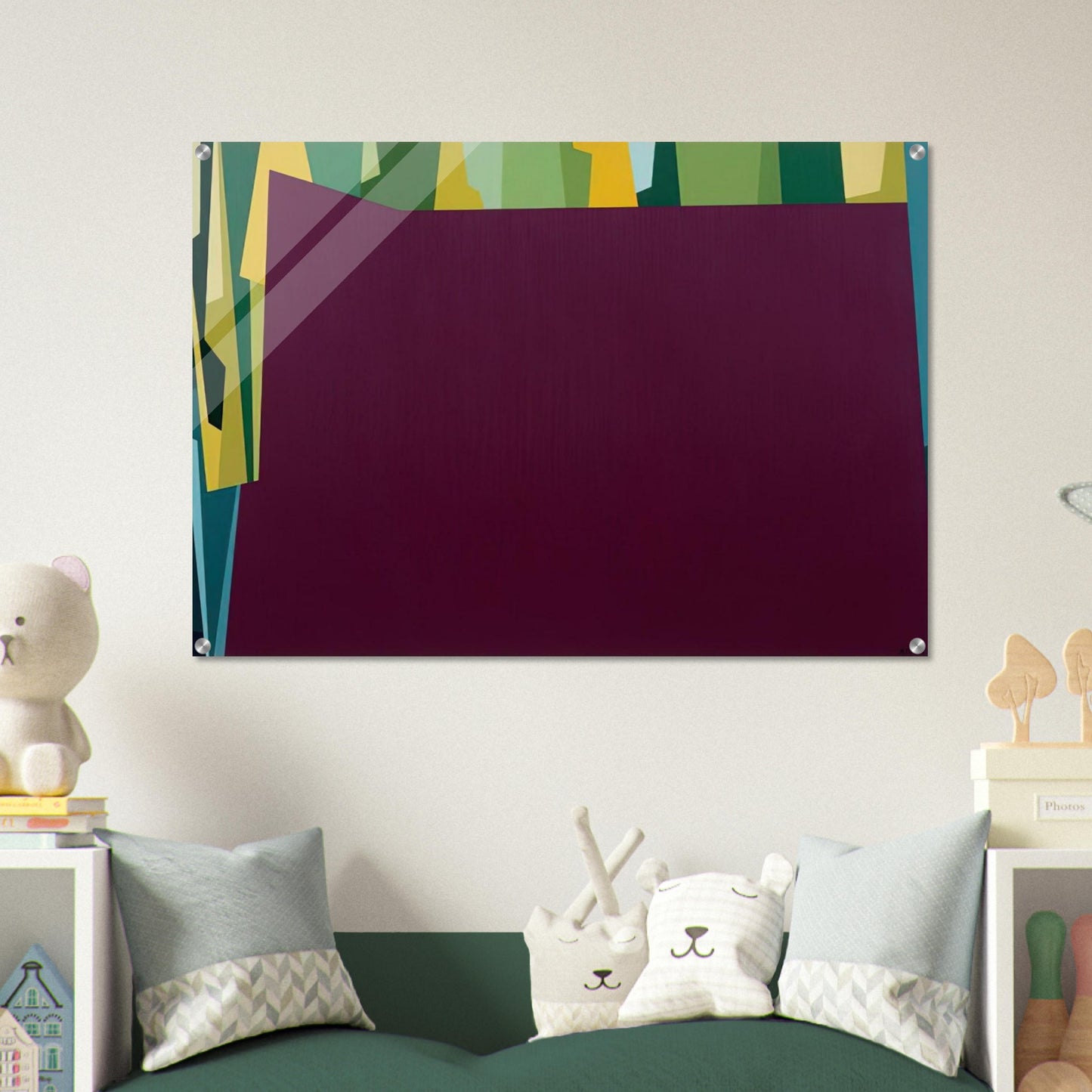 Interlocking Forms Big Magenta With Green - 1959 - Karl Benjamin Acrylic Print - 70x100 cm / 28x40″ inches