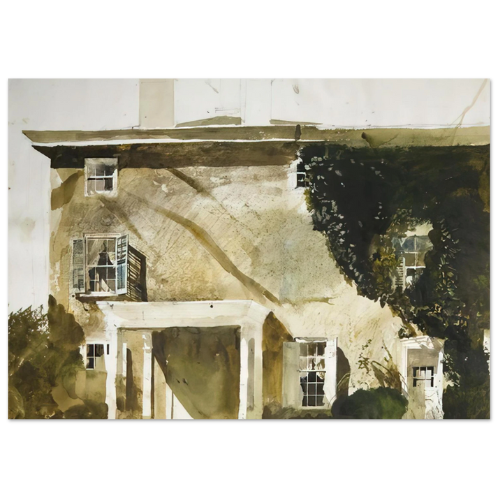 Andrew Wyeth - THE HATTON HOUSE 1967 Wall Art - 30x40 cm / 12x16 inches - Premium Wooden Framed Poster With Fine Art Paper-canvas - Black frame