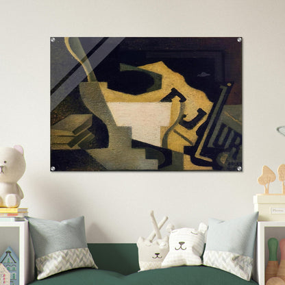 STILL LIFE WITH NEWSPAPER 1918 - Juan Gris Acrylic Print - 70x100 cm / 28x40″ inches | Juan Gris Wall Art | Juan Gris Prints