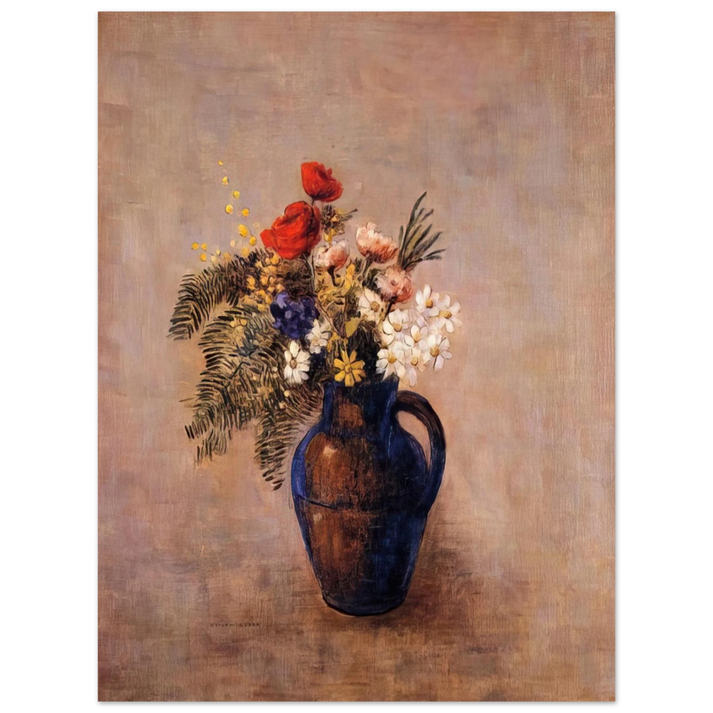 Odilon Redon - BOUQUET OF FLOWERS IN A BLUE VASE  75x100 cm / 30x40inches Fine Art Poster