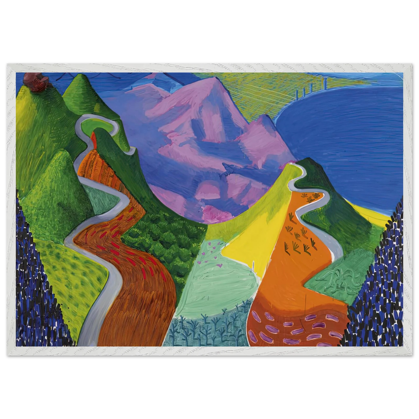 David Hockney - David Hockney Wall art - 30x45 cm / 12x18 inches - Premium Wooden Framed Poster With Fine Art Paper-canvas - White frame