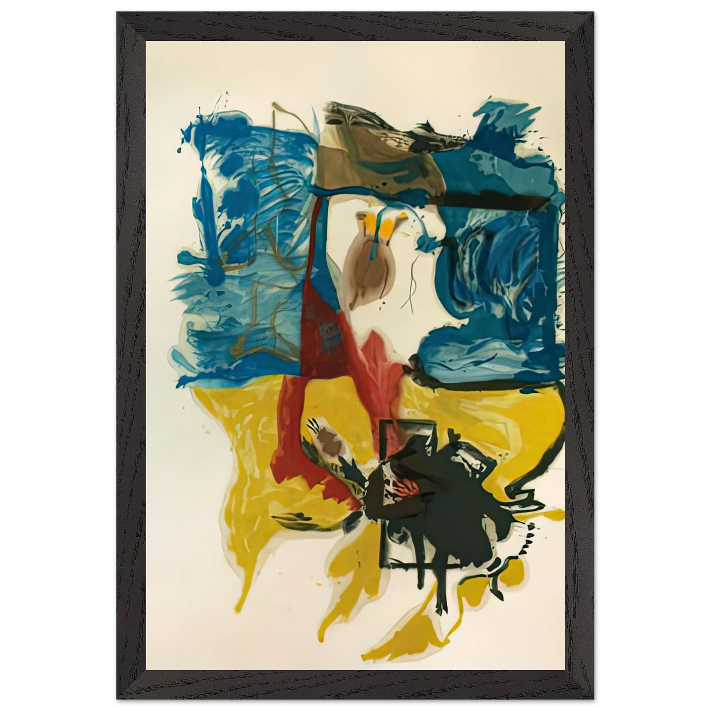 Helen Frankenthaler - Beach Scene, 1961- Wall Art - 21x29.7 cm / 8x12" - Premium Wooden Framed Poster With Fine Art Paper-canvas - White frame