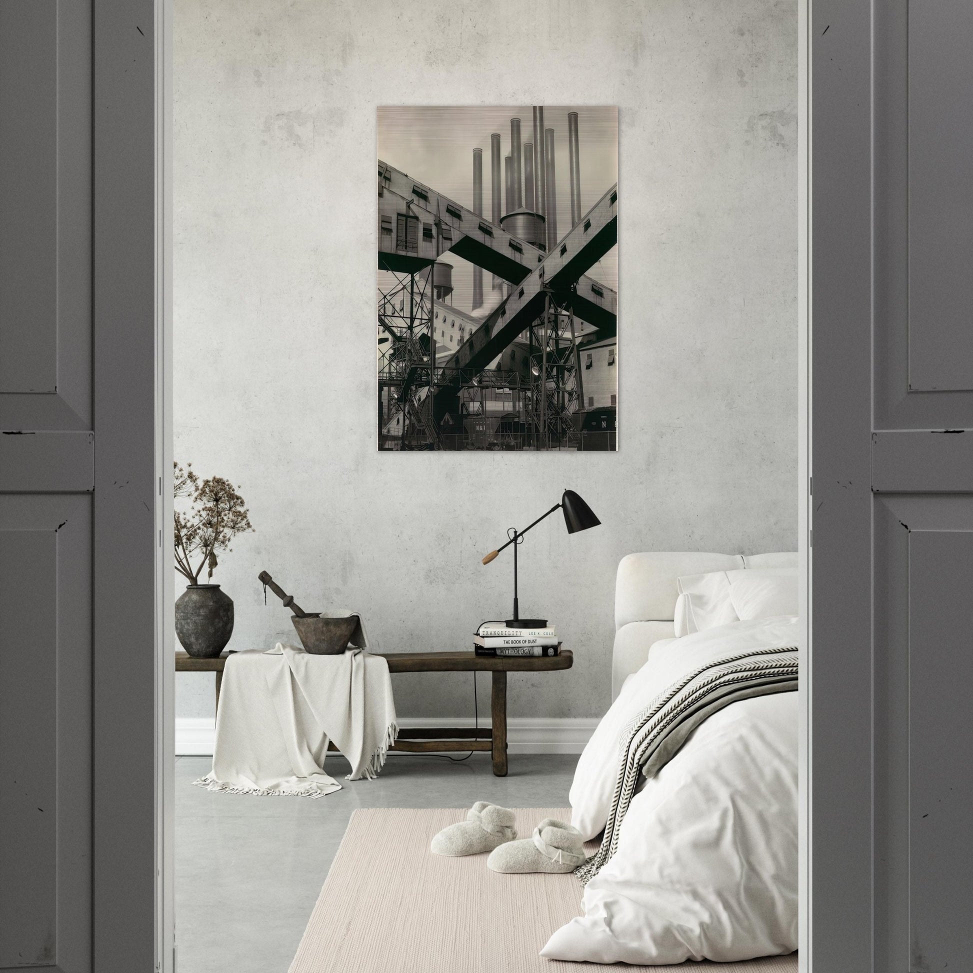 Criss-Crossed Conveyors, River Rouge Plant, Ford Motor Company - 1927 - Charles Sheeler Brushed Aluminum Print - 70x100 cm / 28x40 inches | Charles Sheeler Aluminum Print | Charles Sheeler Prints