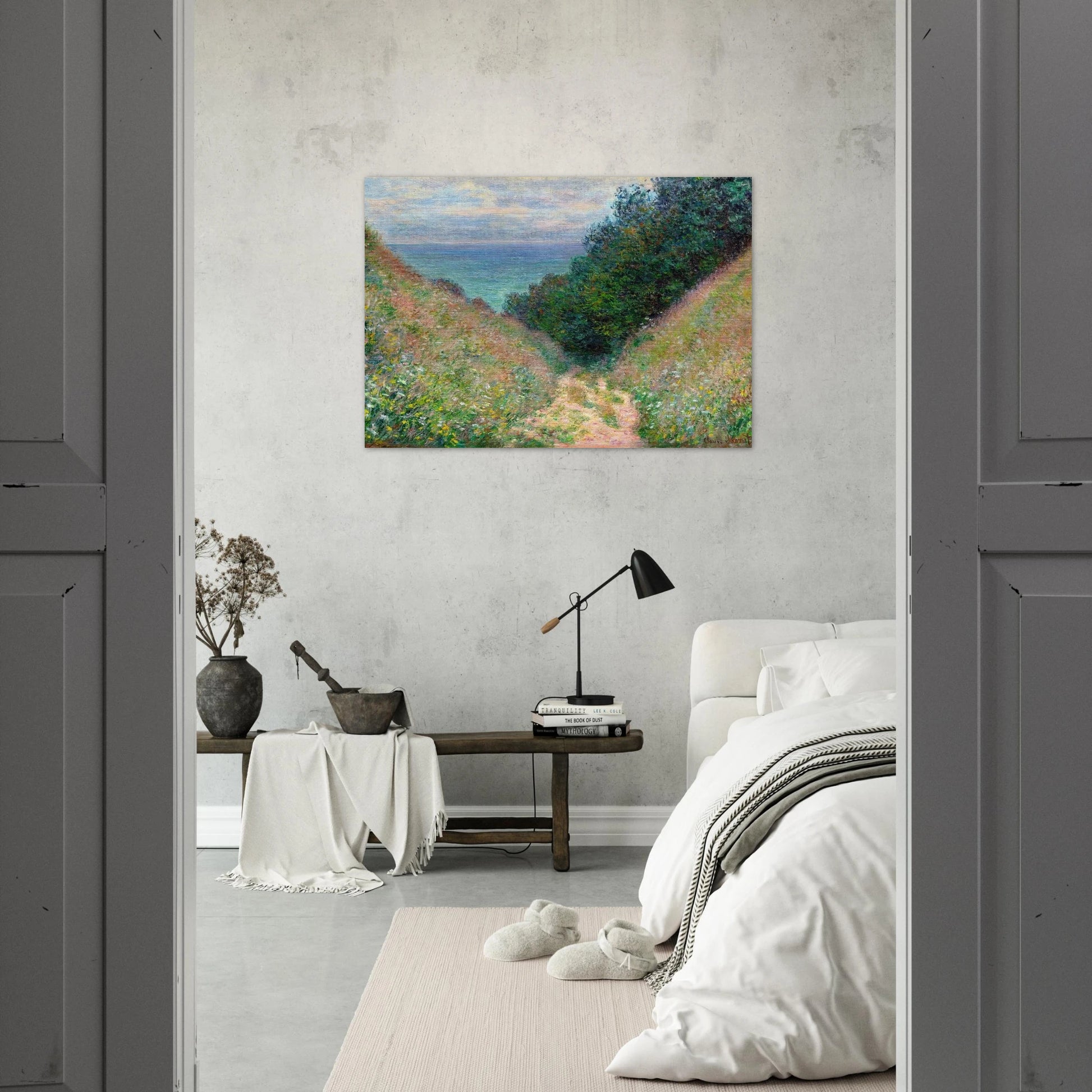 Path at La Cavee, Pourville - claude monet Brushed Aluminum Print - 70x100 cm / 28x40 inches | claude monet Aluminum Print | claude monet Prints
