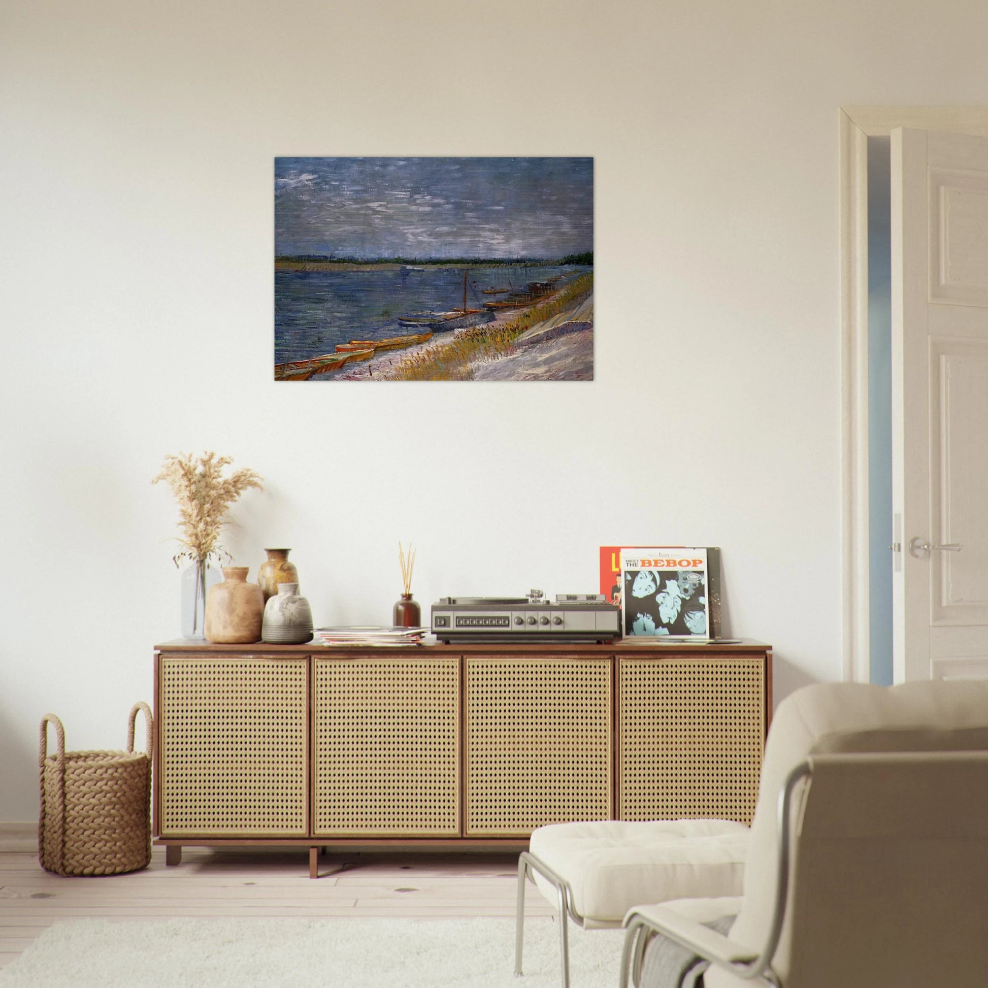 Moored Boats - Vincent van Gogh Brushed Aluminum Print - 70x100 cm / 28x40 inches | Vincent van Gogh Aluminum Print | Vincent van Gogh Prints