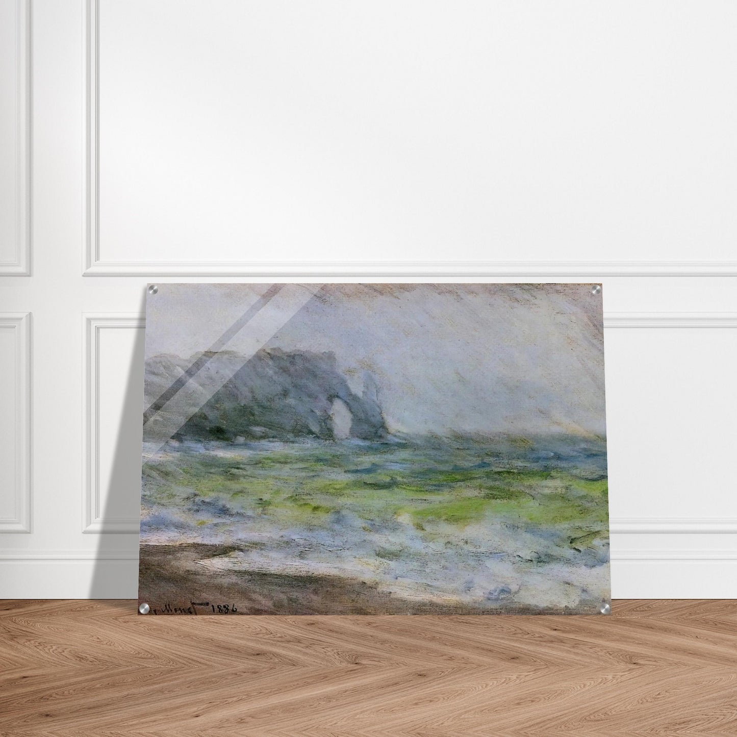 The Manneport, Etretat in the Rain - claude monet Acrylic Print - 70x100 cm / 28x40″ inches