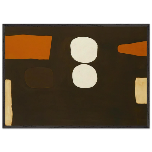 Dark Brown Orange and White - 1963 - William Scott 70x100 cm / 28x40 inches Framed Art Print – Black Wooden Frame